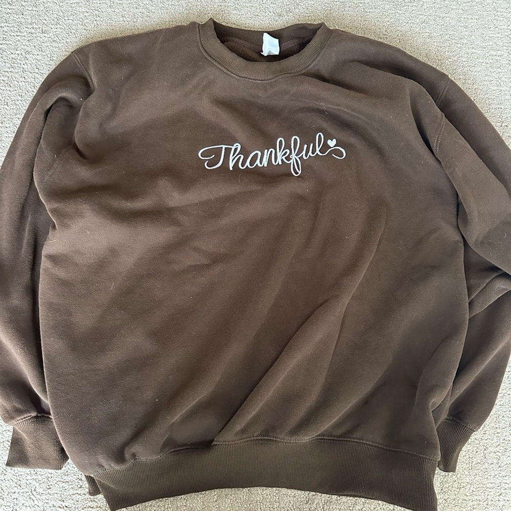 Brown Thankful crew neck